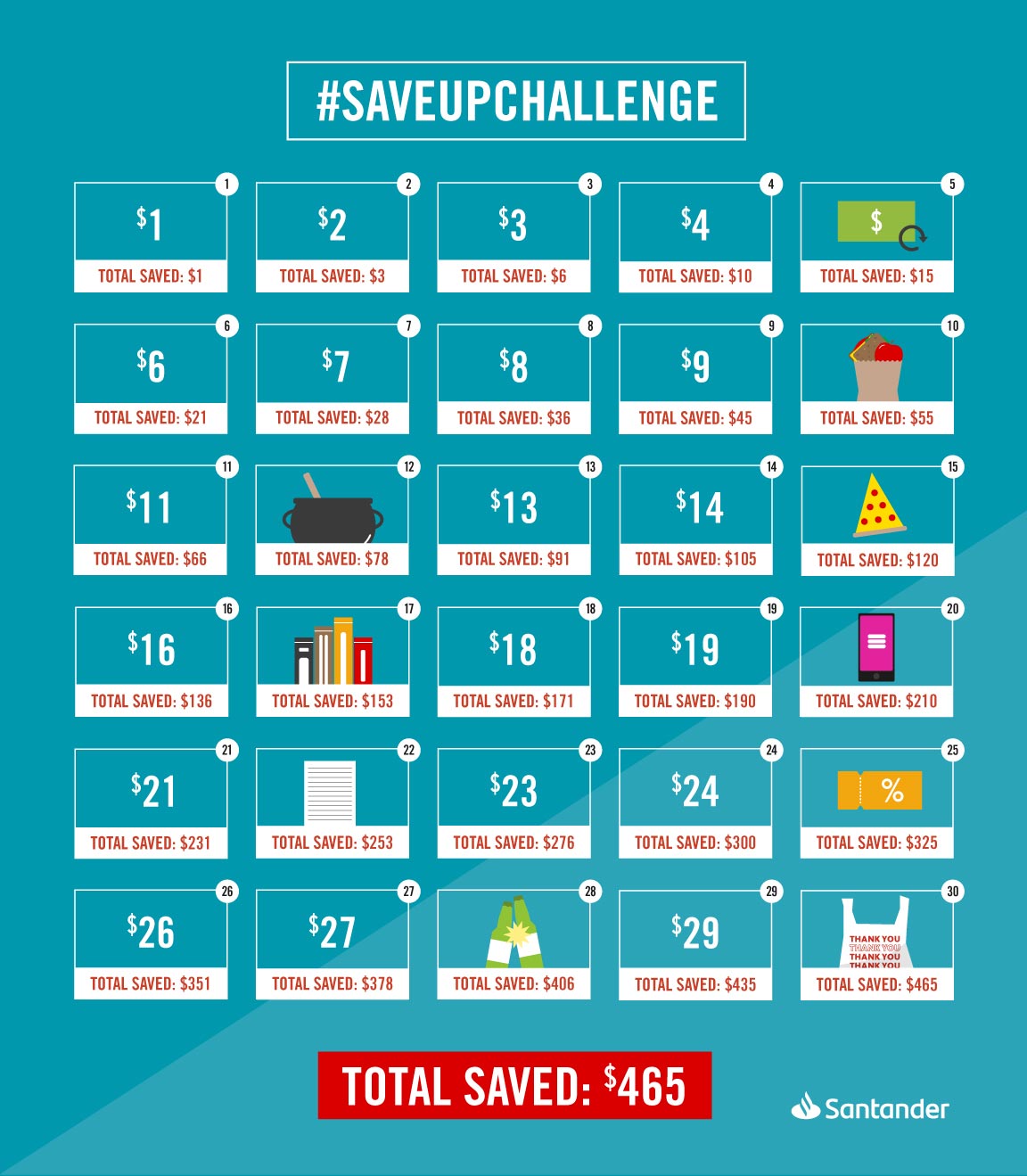 #SaveUpChallenge calendar